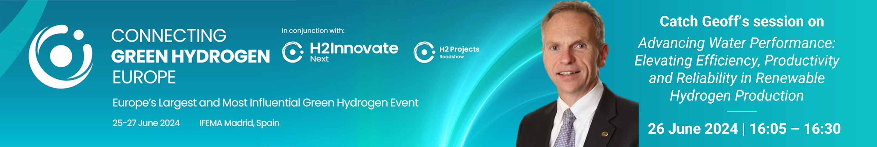 A banner of the hydrogen event with information on it 